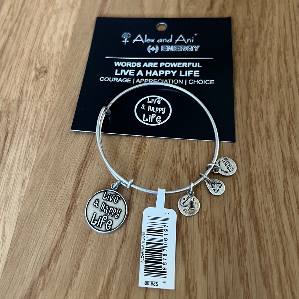 Alex and Ani Live A Happy Life Silver Bracelet